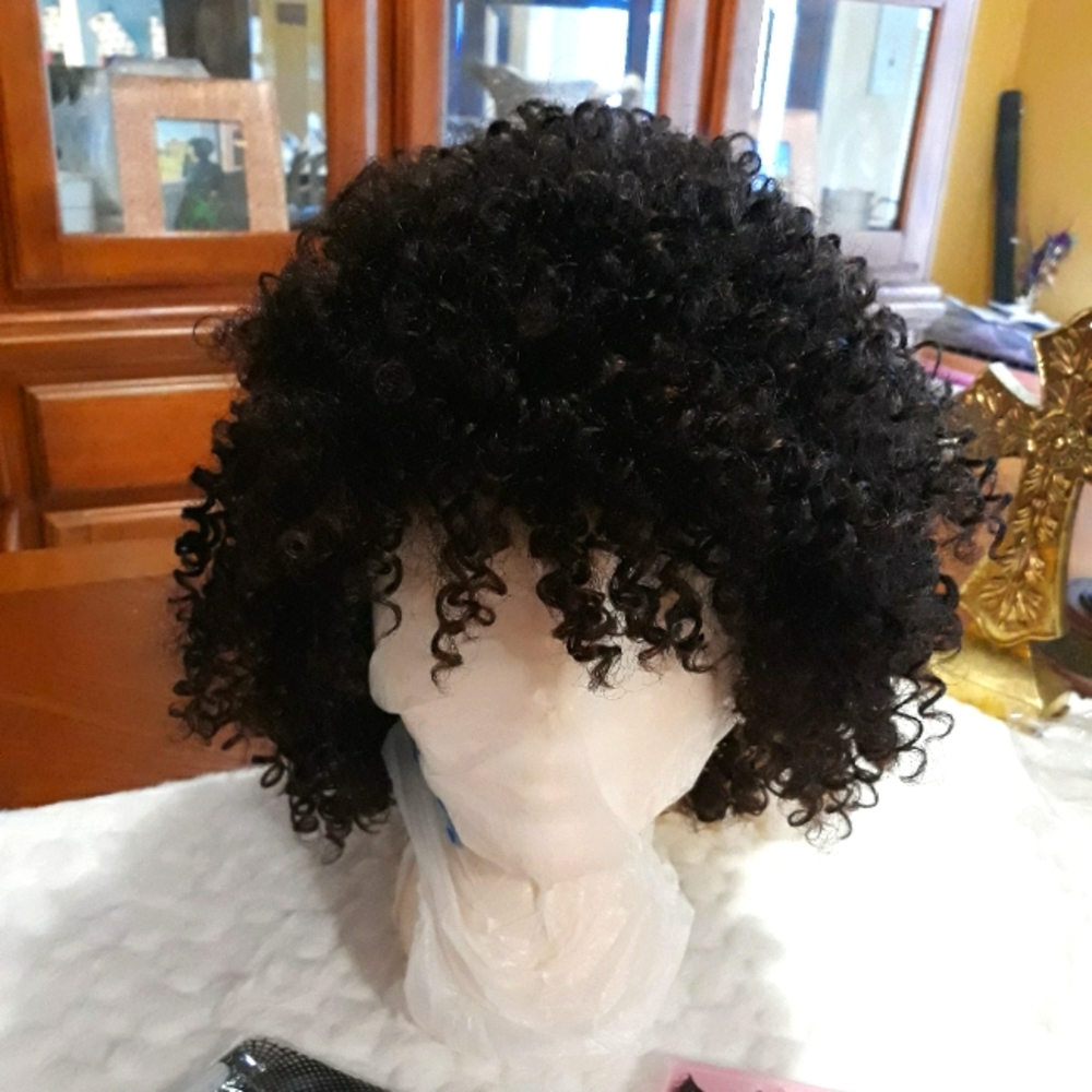 Sale Today $18, New Brown Curly Afro Wig with free Eye lashes and hairnet.